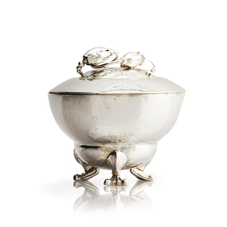 Georg Jensen, a silver bowl with lid, 'Blossom', design no 126, Copenhagen circa 1915-1921.