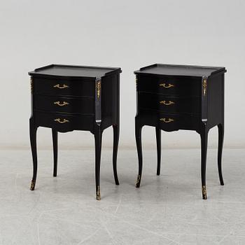 A second half of the 20th Century rococo style pair of bedside drawers.