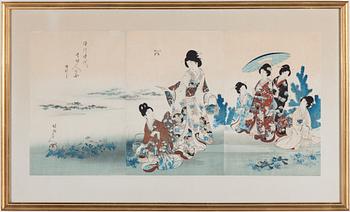 Chikanobu · CHIKANOBU, träsnitt, triptyk, Japan.
