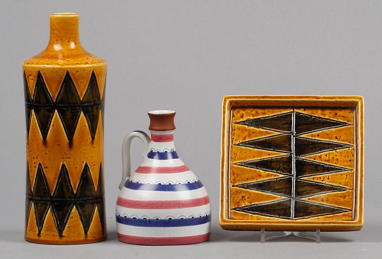 VAS, KRUS SAMT FAT, keramik, "Harlekin", Rörstrand resp Stig Lindberg, Gustavsberg.