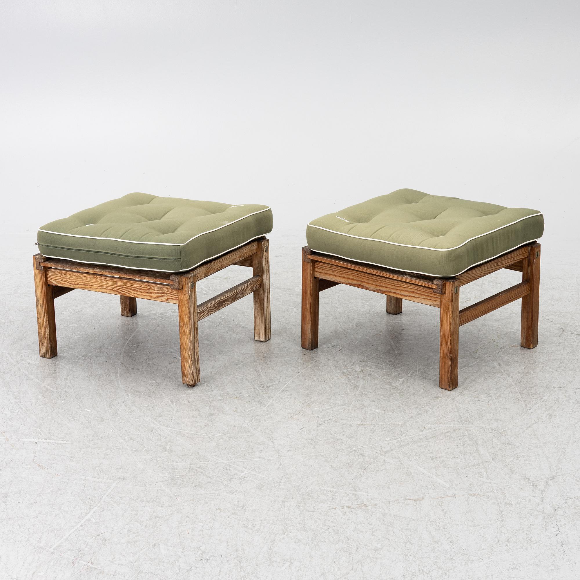 Elsa Stackelberg, a pair of garden armchairs with ottomans, Fri Form, Edsbruk, 1980s.