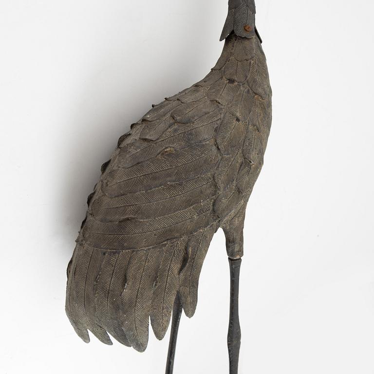 A Chinese bronze Crane, late Qing dynasty, around 1900.