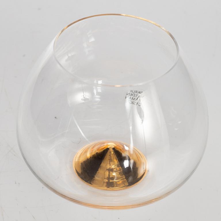 Ingegerd Råman, a set of 6 cognac glasses,  "Guld", Skruf Glassworks, late 20th century.