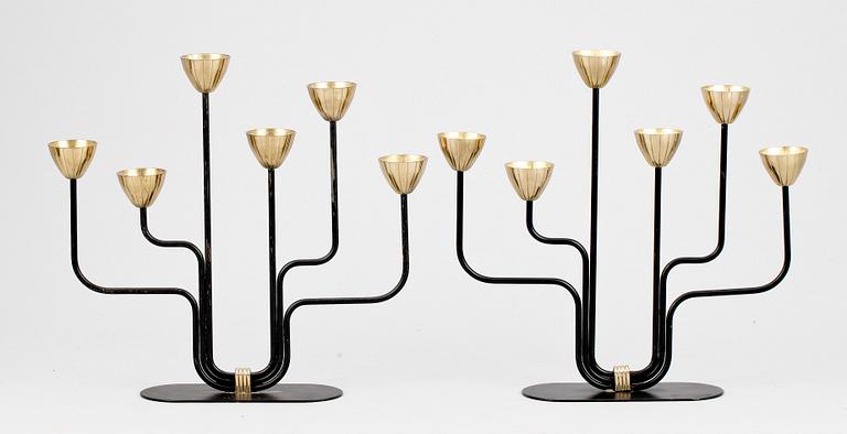 LJUSSTAKAR, ett par, mässing, Gunnar Ander, Ystad Metall.