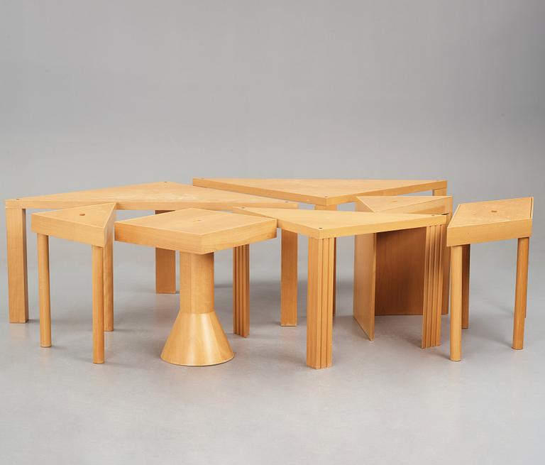 Massimo Morozzi, bord i 7 delar, "Tangram set", Cassina, Italien 1980-tal.