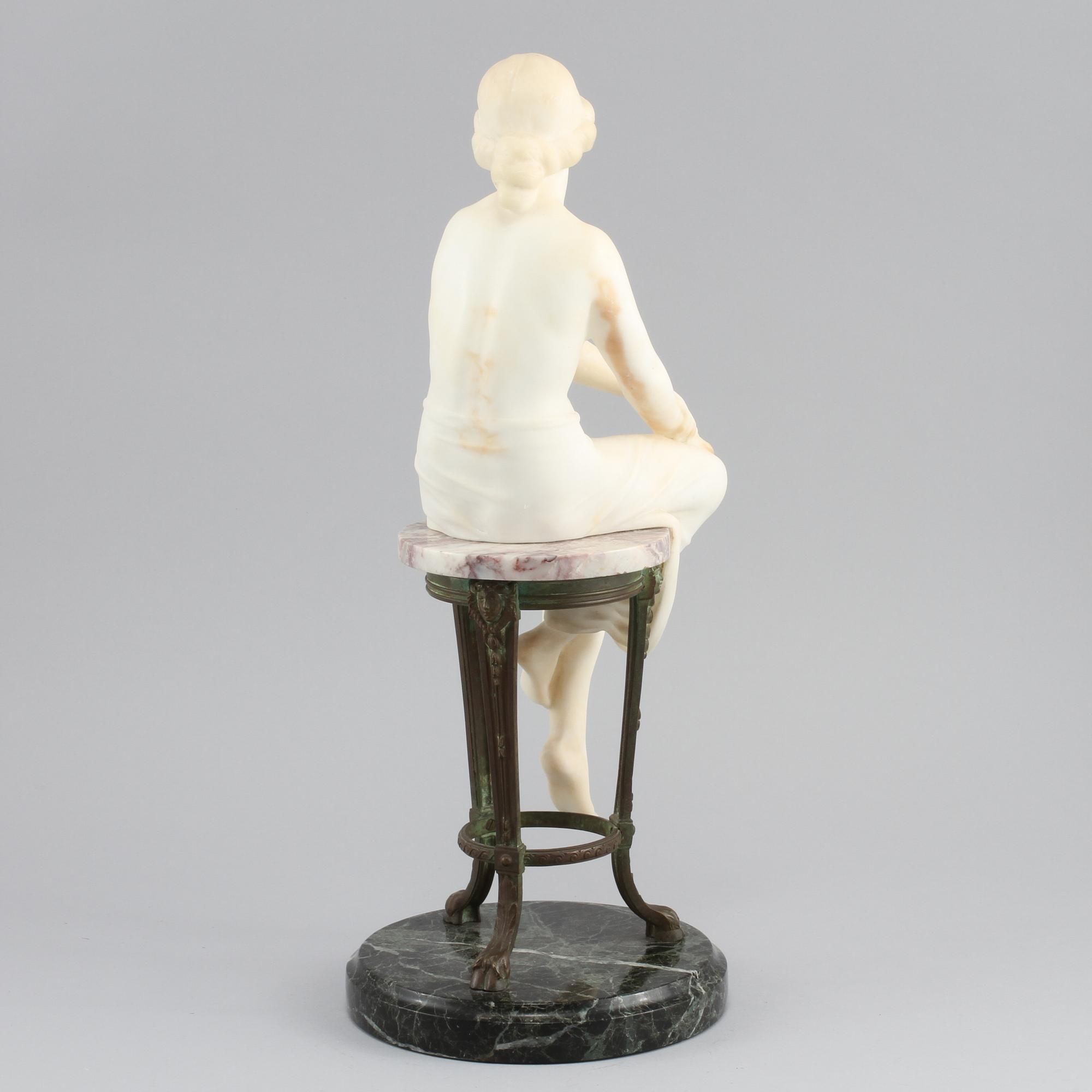 SKULPTUR, alabaster, omkring sekelskiftet 1900.