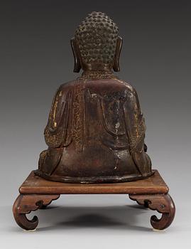 A bronze figure of Buddha, late Ming dynasty (1368-1644).