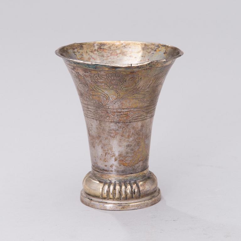 A BEAKER, silver, Jonas Lexell (Turku Finland 1730-1768), 1747. Weight c. 58 g.