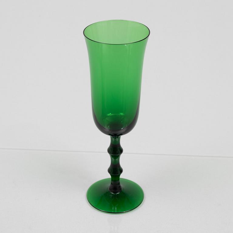 Simon Gate, a set of thirteen 'Salut' champagne glasses, Orrefors Sandvik, mid 20th Century.