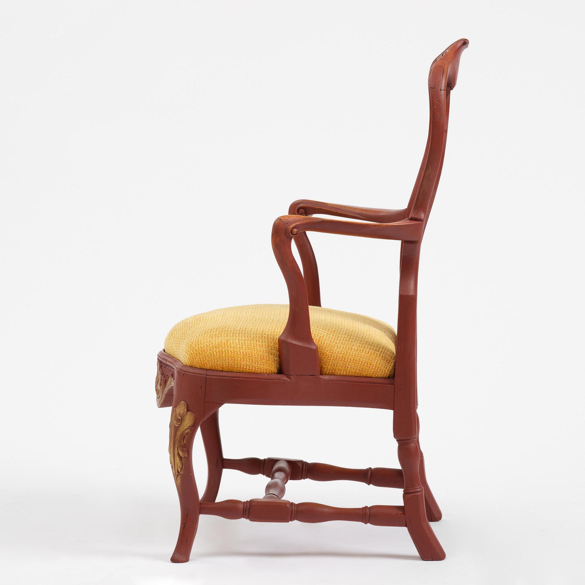 A Swedish rococo armchair, Stockholm, later part 18th century.