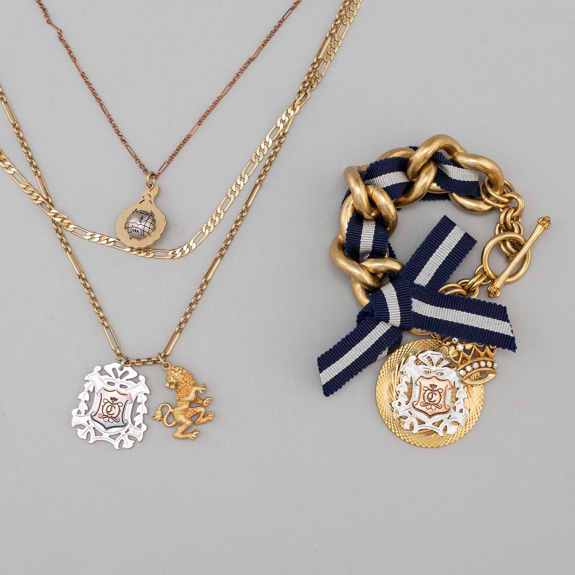 JUICY COUTURE, halsband och armband, metall och textil, 2000-tal.