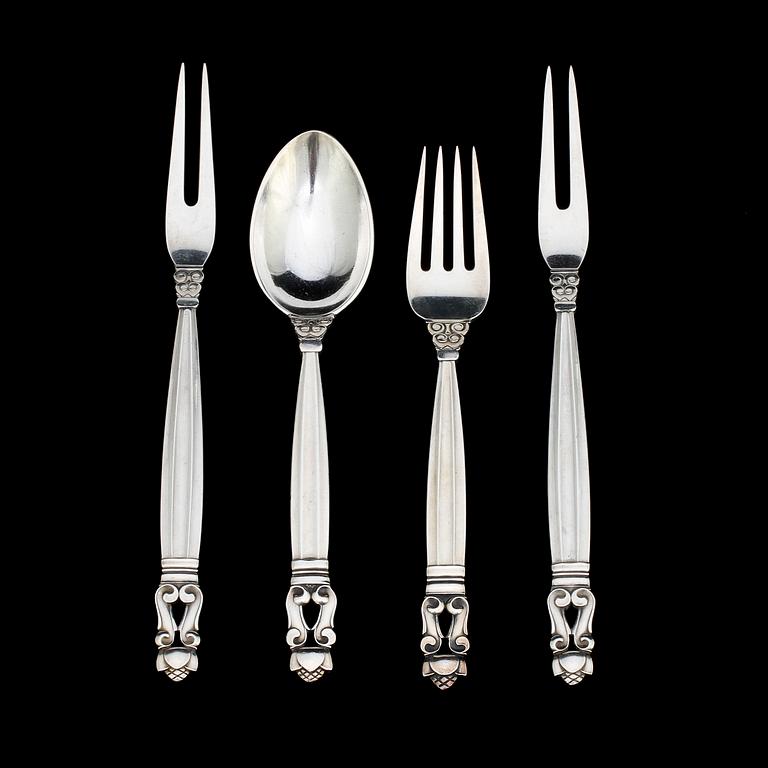 BESTICK, 4 delar, silver, "Konge", Johan Rohde, Georg Jensen. Vikt 110 g.