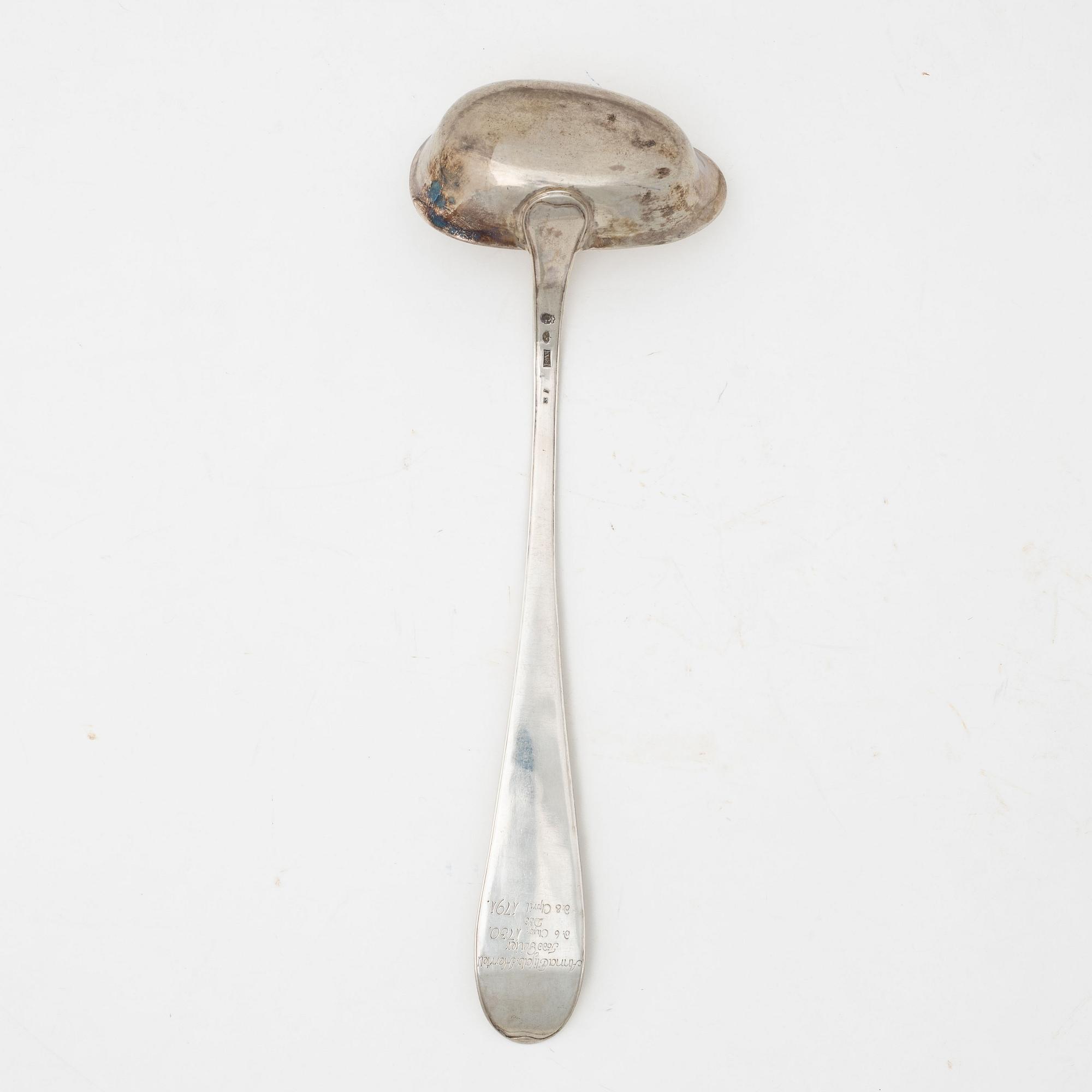 A Swedish silver soup ladle, mark of Wilhelm Smedberg, Karlstad 1791.