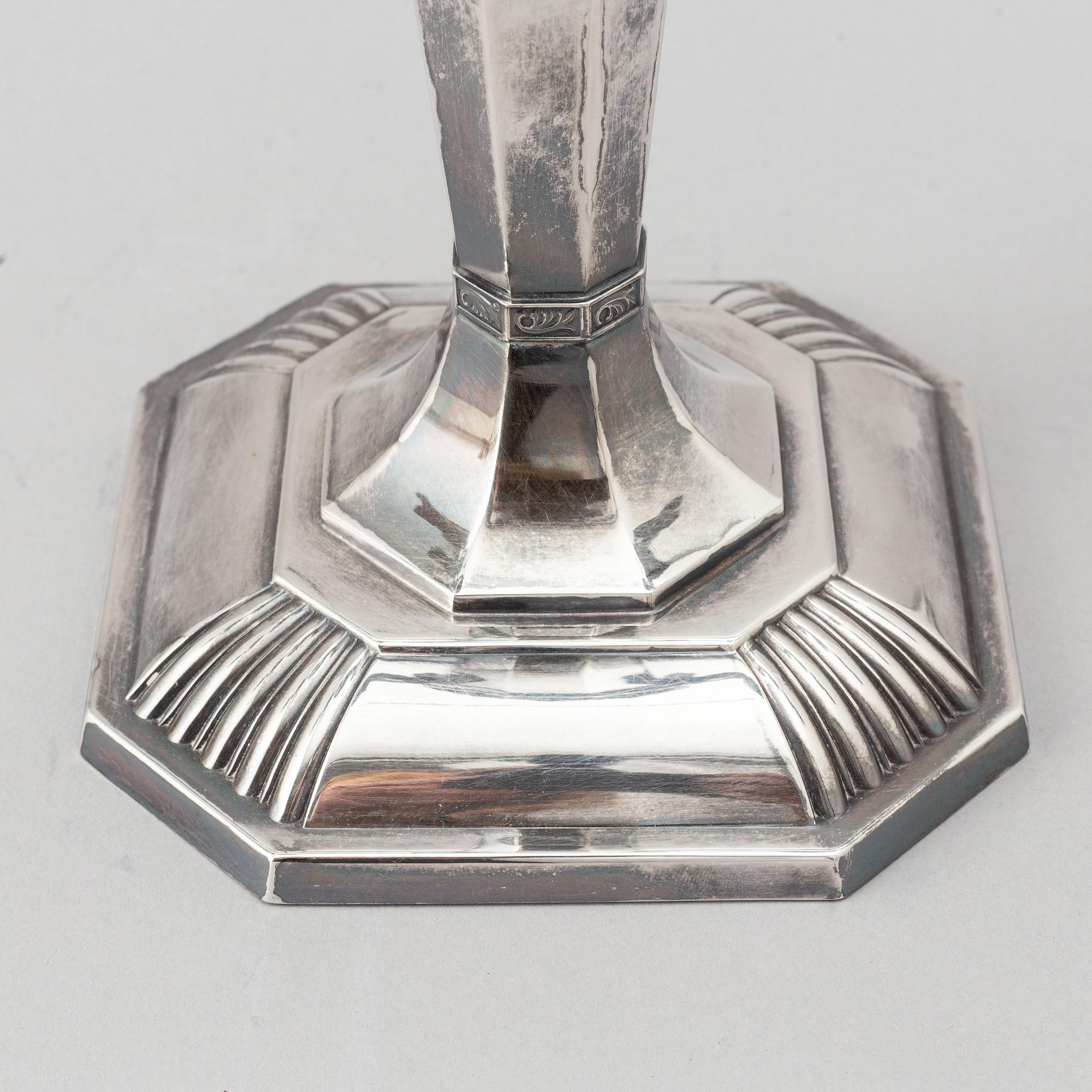 A Finnish silver candelabra for seven candles, Turku, 1977.