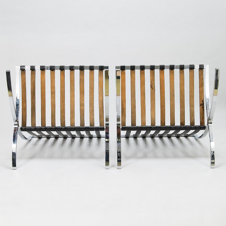 LUDWIG MIES VAN DER ROHE, A pair 'Barcelona' chairs for Knoll International, probably 1950's.