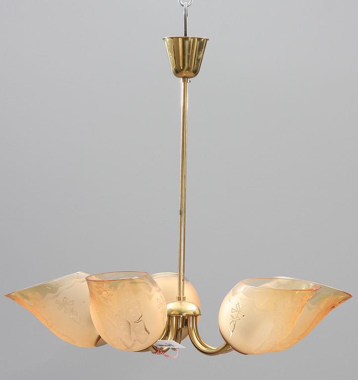 TAKLAMPA, glas. Glössner-typ. 1940/50-tal.