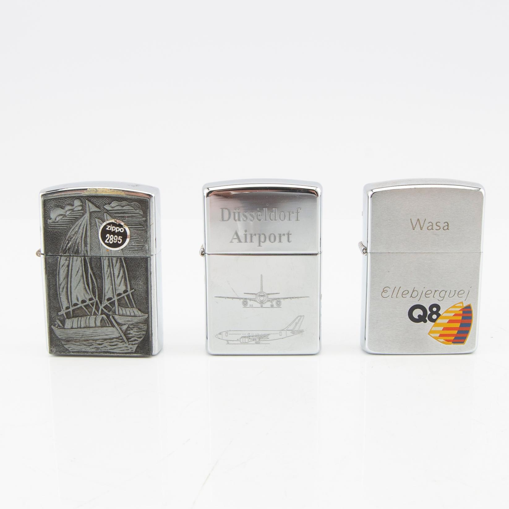 En samling Zippo tändare 14 st USA 1900-talets senare del.