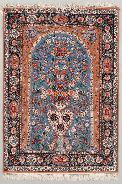 MATTA, old, Isfahan, figural, part silk. Ca 165 x 115 cm.