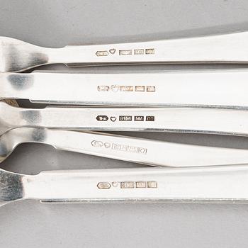 A 39-piece set of 'Jousi' (Bow) silver cutlery, Kultakeskus, Hämeeninna 1953-1966.