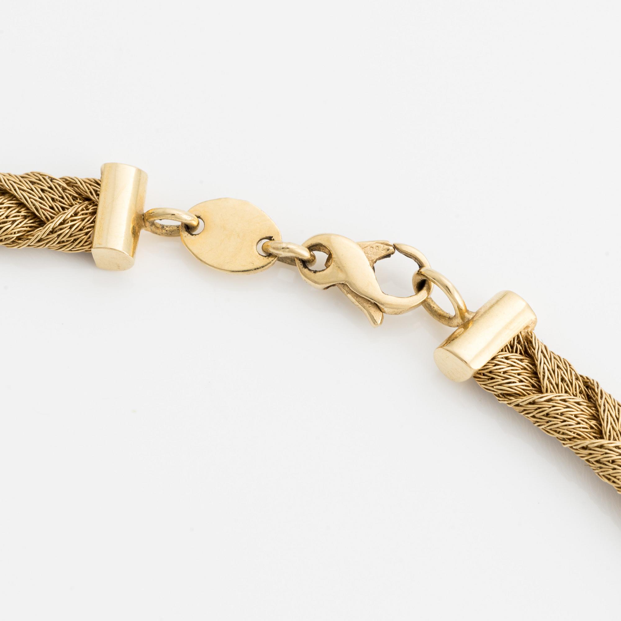 Necklace, braided, 18K gold,