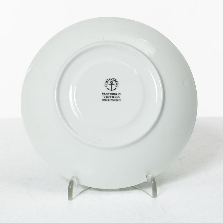 Stig Lindberg, kaffekoppar med fat, 6 st, benporslin, "Tahiti", Gustavsberg, 1970-73.