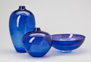 VASER 2 st, samt SKÅL, glas, Jan-Erik Ritzman & Sven-Åke Carlsson för Transjö,  1900-talets andra hälft.