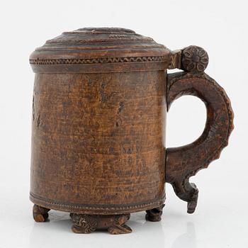 A birch tankard, Norway from around the year 1800.