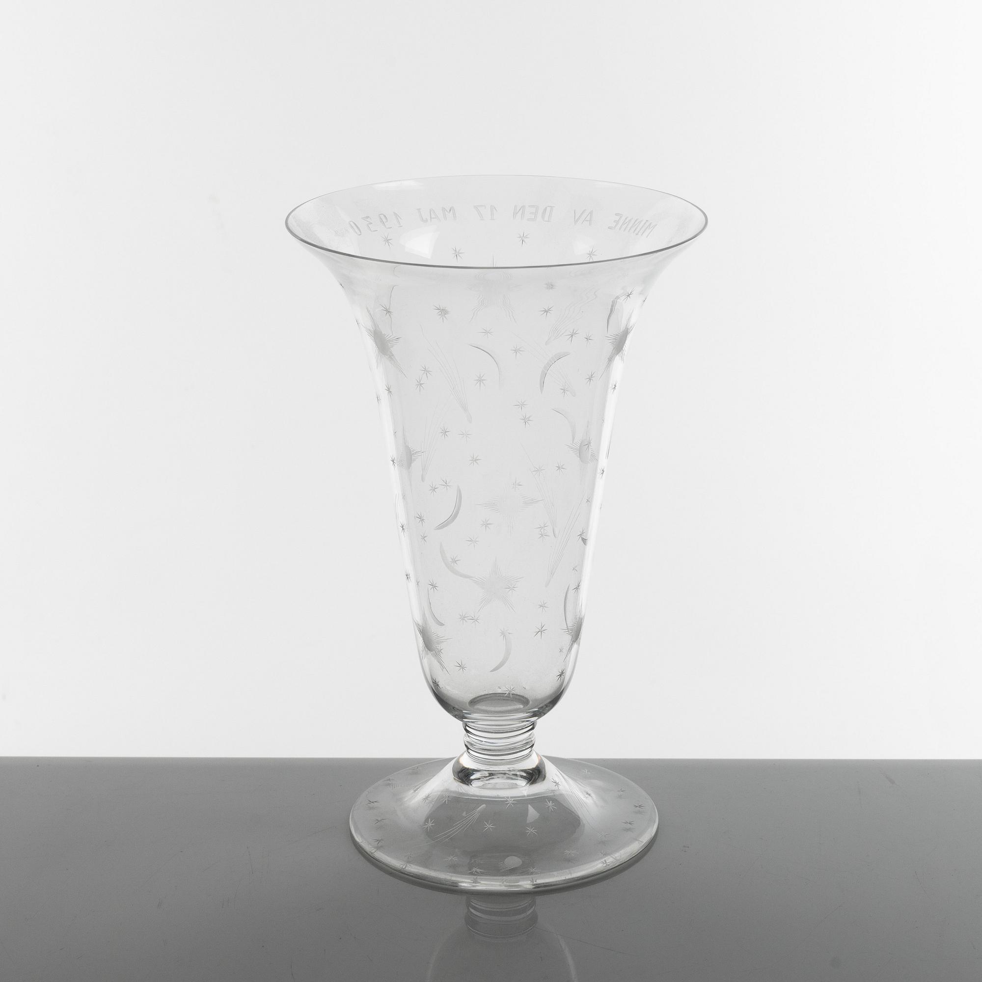 Edward Hald, vas, glas, "Stjärnhimmelsmönstret", Orrefors 1929.