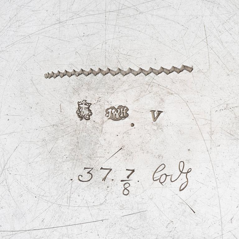Johan Wilhelm Helleday, jordgubbsskål, delvis förgyllt silver, Stockholm 1709.