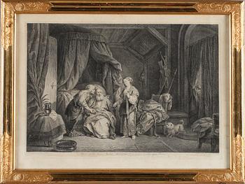 KOPPARSTICK, 2 st, bl a efter C W E Dietrich, 1700-tal.