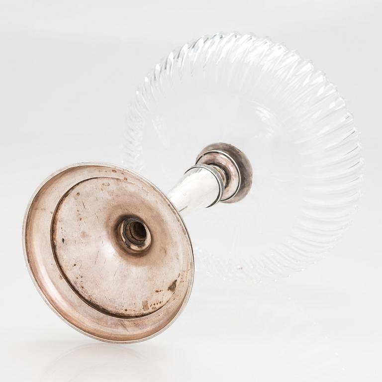 A footed silver and glass bowl, maker's mark of Johan Viktor Aarne, Vyborg 1917.
