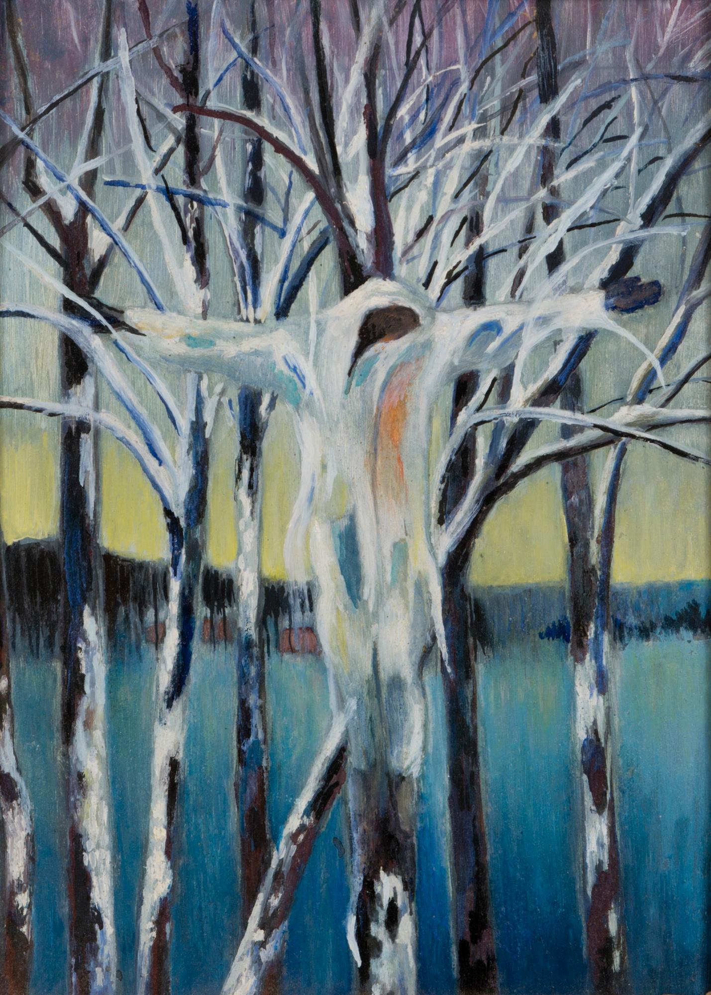 KOSTI AHONEN, oil on board, wooden relief, signed and dated -80.