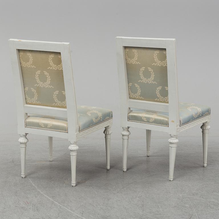 A pair of late Gustavian chairs, circa 1800.