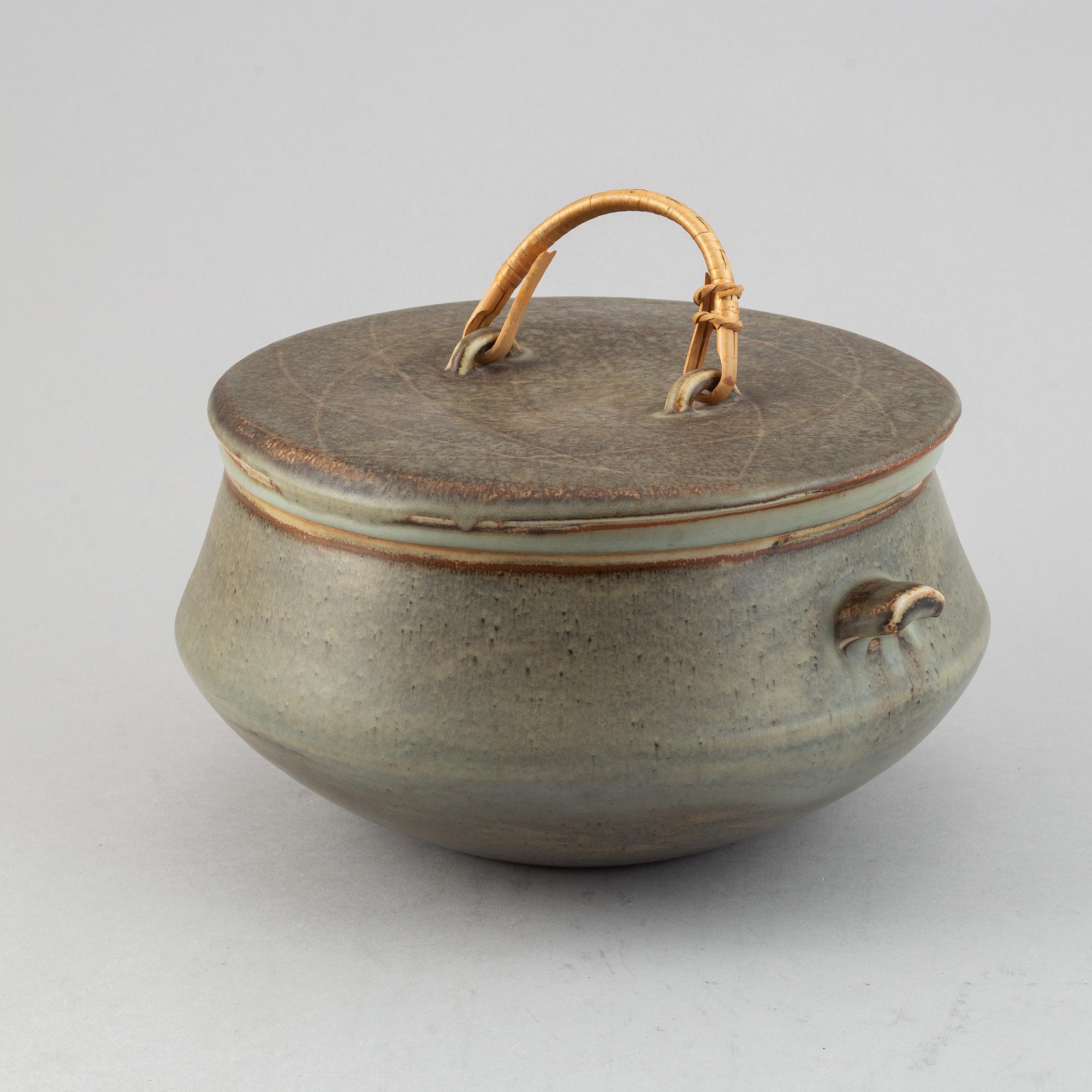 Carl-Harry Stålhane, skål med lock, stengods, Rörstrand, 1959.