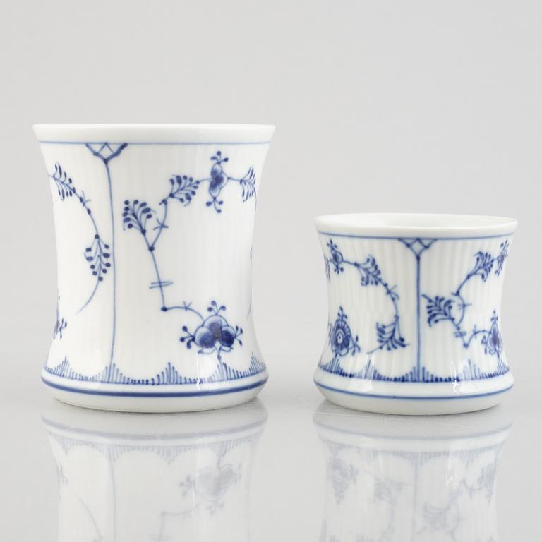 Two 'Blue Fluted' / 'Musselmalet rifflet' porcelain vases, Royal Copenhagen, post 1923.