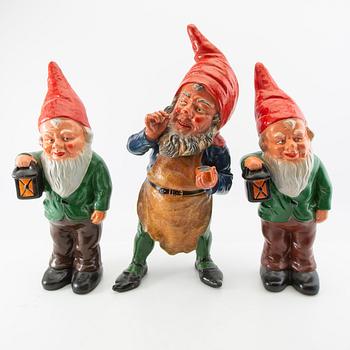 Gnomes 6 pcs mostly Germany mid/second half of the 20th century painted terracotta.