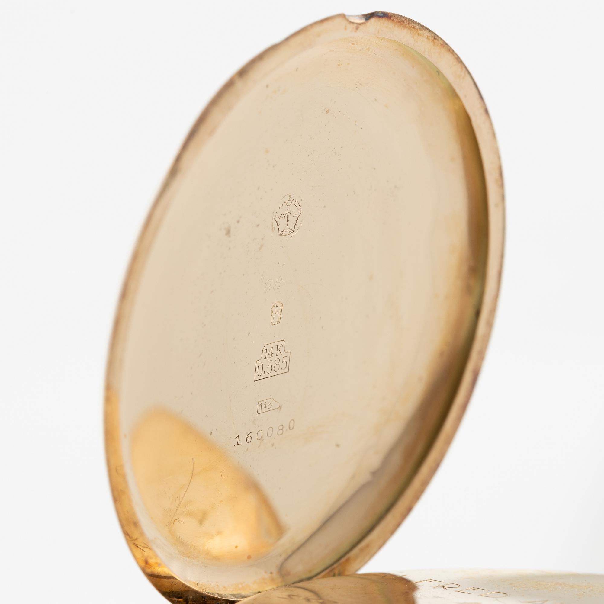 Pocket watch, 14K gold, hunter, Andreas Svensson Malmö, Boliden Gold, 50.5 mm.