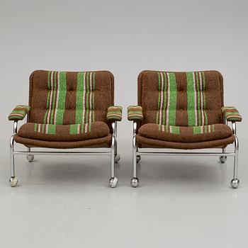 FÅTÖLJER, ett par, 1970-tal.