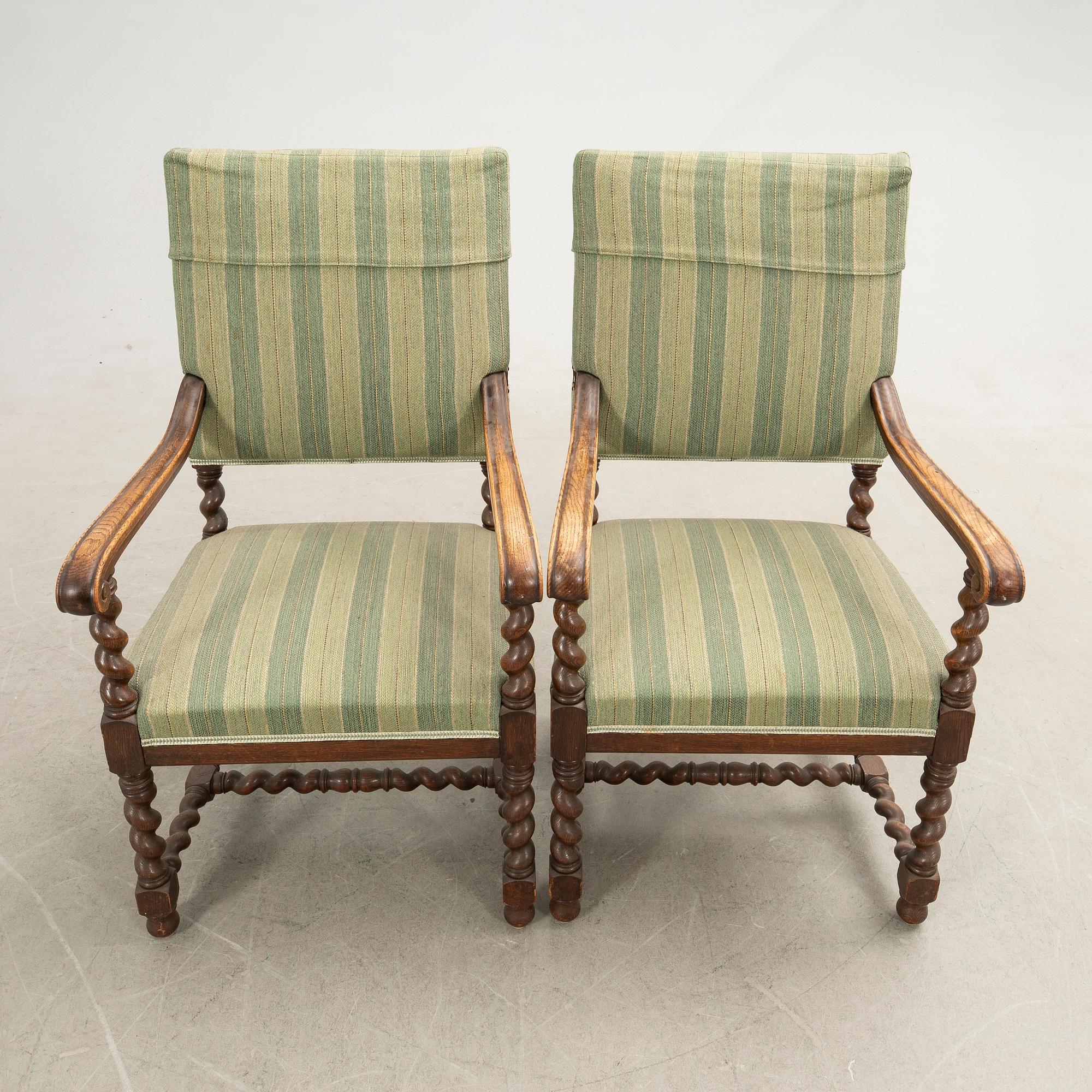 Karmstolar, barockstil, 1900-talets första hälft.