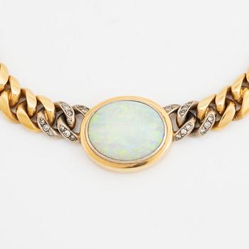 18K gold, opal and diamond necklace, by Gunnar Fahlström,