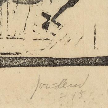 John Jon-And, träsnitt, signerad och daterad -15.