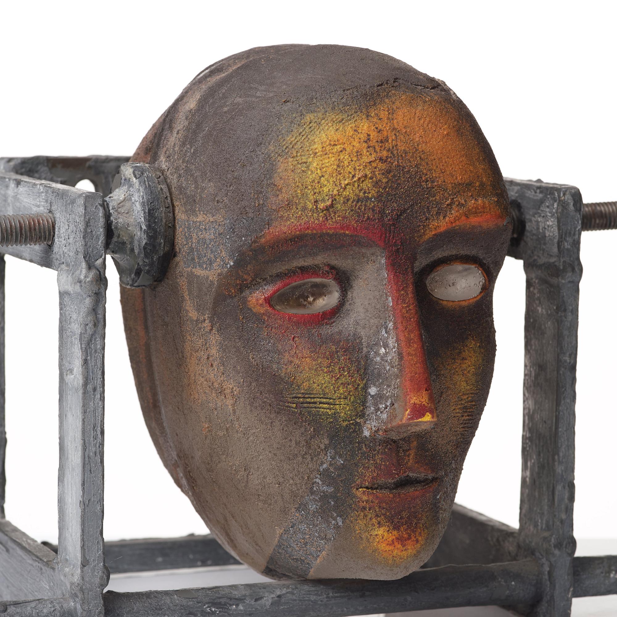 Bertil Vallien, a unique sand cast glass sculpture of a head, Kosta Boda, Sweden.