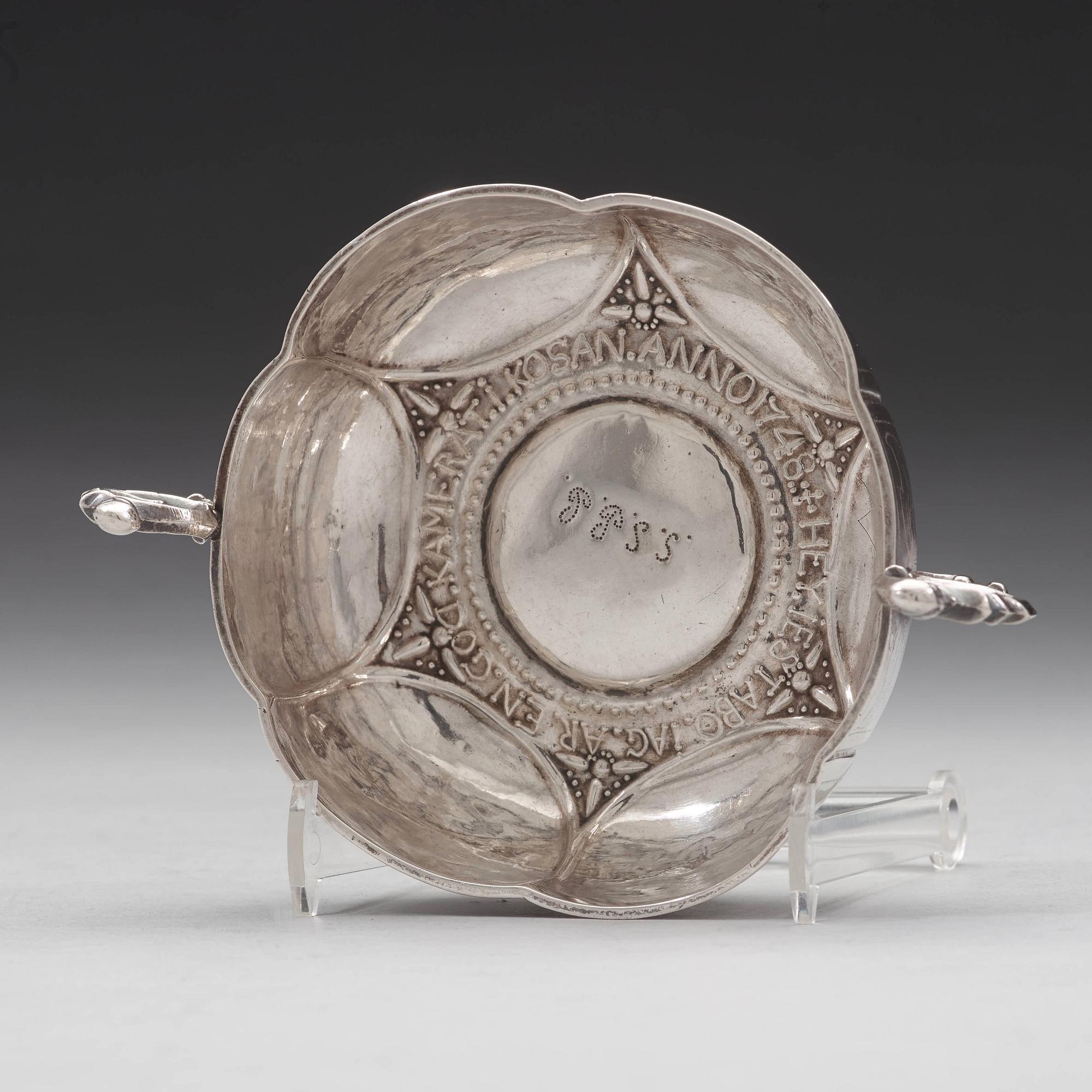 Peter Biörkman, brännvinsskål, silver, Karlskrona 1748.