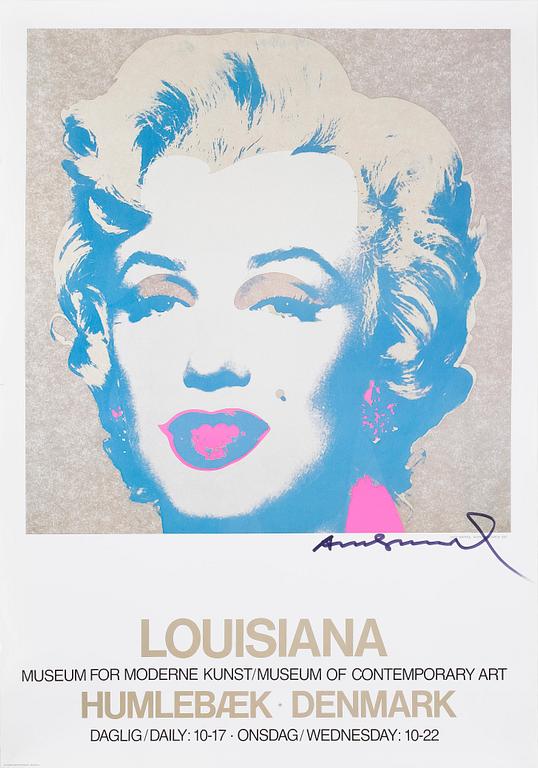 ANDY WARHOL, utställningsaffisch, Louisiana, Marilyn Monroe, signerad.