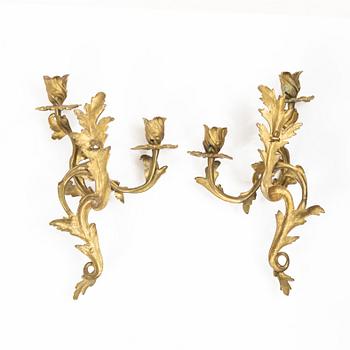 Wall sconces, a pair, Rococo style, early 20th century.