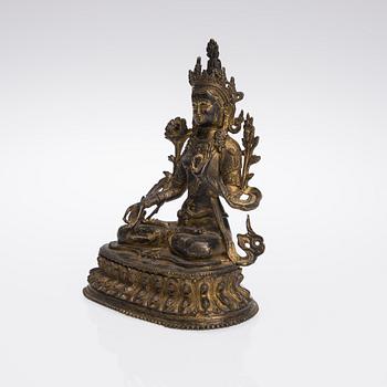 SKULPTUR, mässing, troligen Tibet, 1900-talets senare hälft.