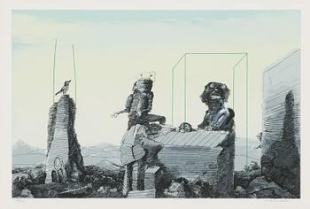 Juhani Linnovaara, litografi och serigrafi, signerad och numrerad 66/100.