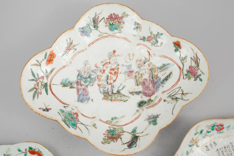 FAT, 3 st, porslin, Kina, 1800-tal.