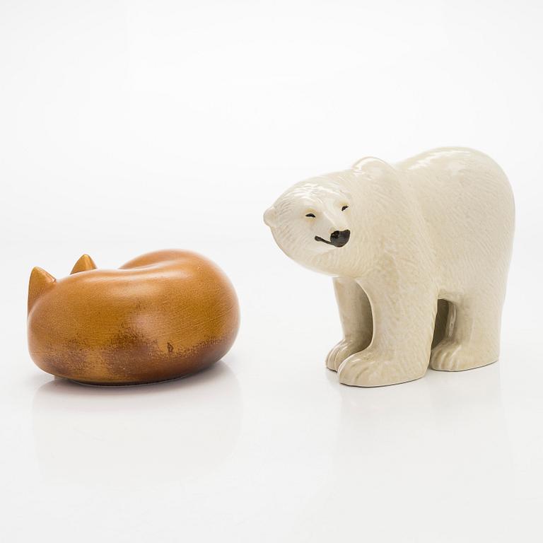 Lisa Larson, figuriner, 2 st, stengods, Gustavsberg Sverige.