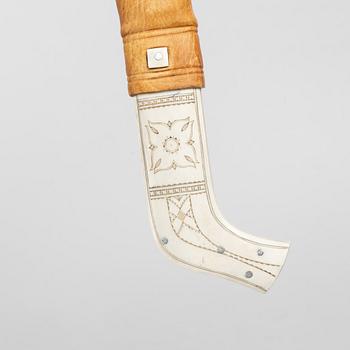 Nikolaus Fankki, a reindeer horn knife, signed and dated. 1971.